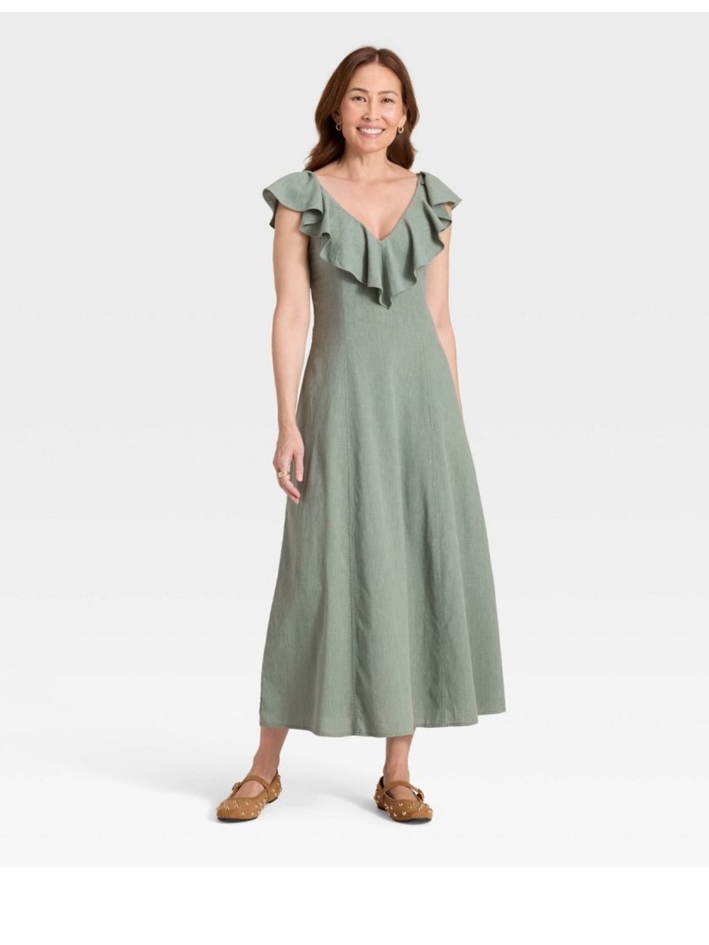 NWOT Women’s Ruffle Sleeve Midi Dress